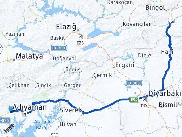 Adıyaman Genç Bingöl Arası Kaç Km - Yol Haritası