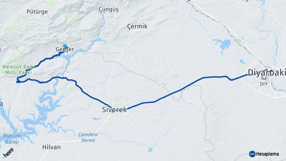 Adıyaman Gerger Diyarbakır Arası Kaç Km - Yol Haritası