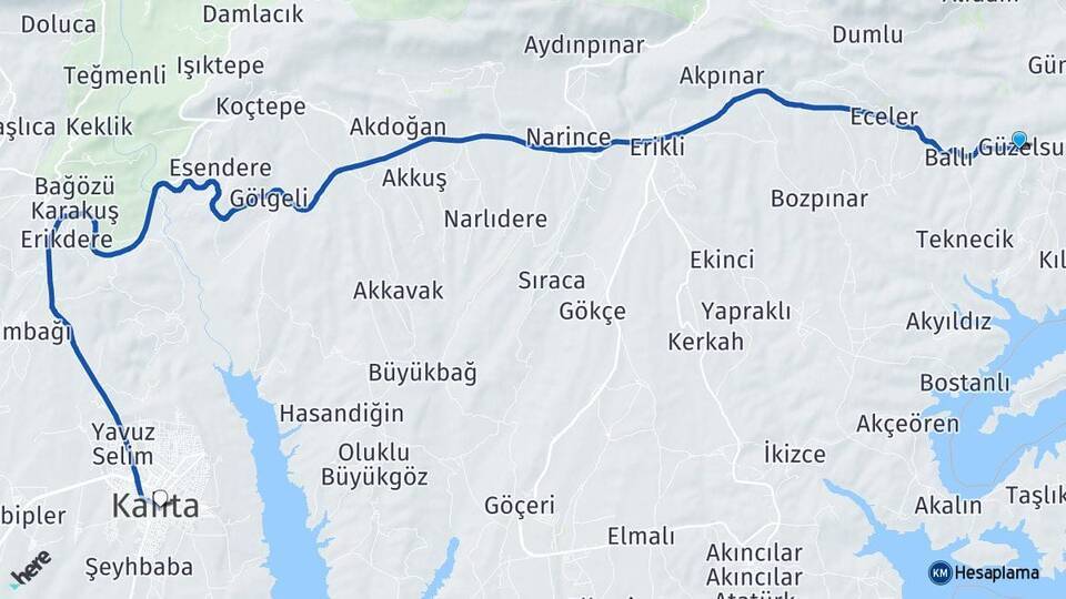 Güzelsu Kahta Arası Kaç Km - Yol Tarifi