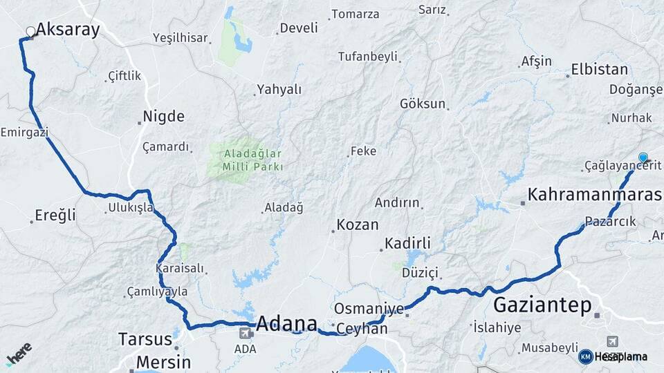 Adıyaman Gölbaşı Aksaray Arası Kaç Km - Yol Haritası