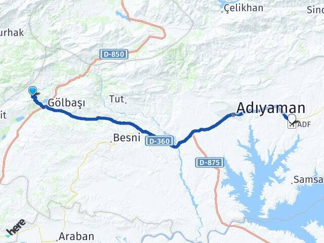 Çataltepe Adıyaman Havalimanı Arası Kaç Km - Yol Tarifi