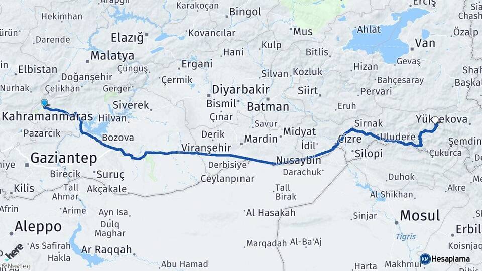 Adıyaman Gölbaşı Hakkari Arası Kaç Km - Yol Haritası