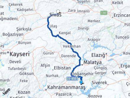 Adıyaman Hafik Sivas Arası Kaç Km - Yol Haritası