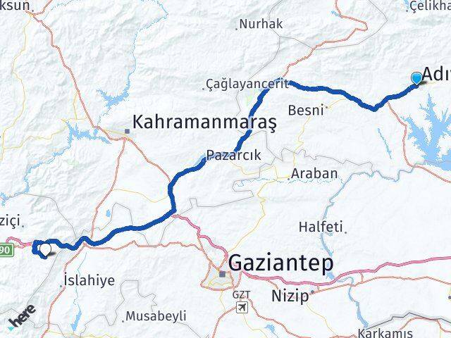 Adıyaman Hasanbeyli Osmaniye Arası Kaç Km - Yol Haritası