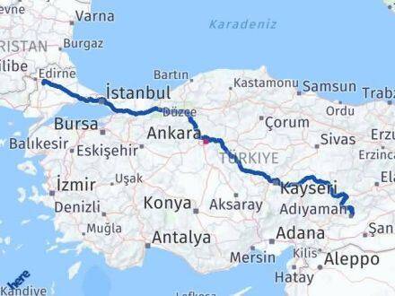 Adıyaman Havsa Edirne Arası Kaç Km - Yol Haritası