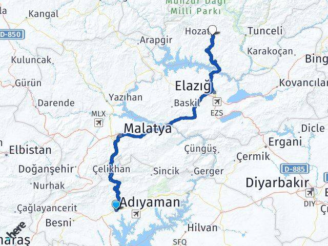 Adıyaman Hozat Tunceli Arası Kaç Km - Yol Haritası