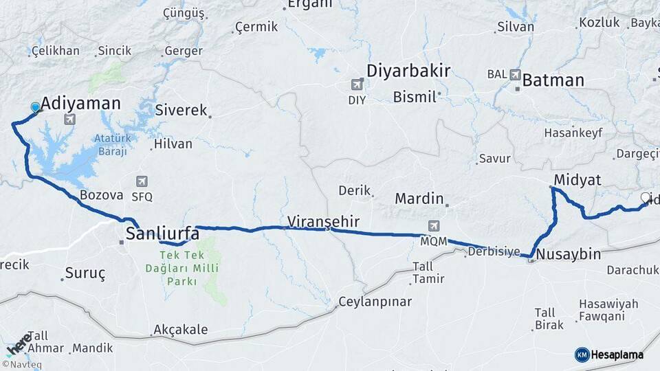 Adıyaman İdil Şırnak Arası Kaç Km - Yol Haritası