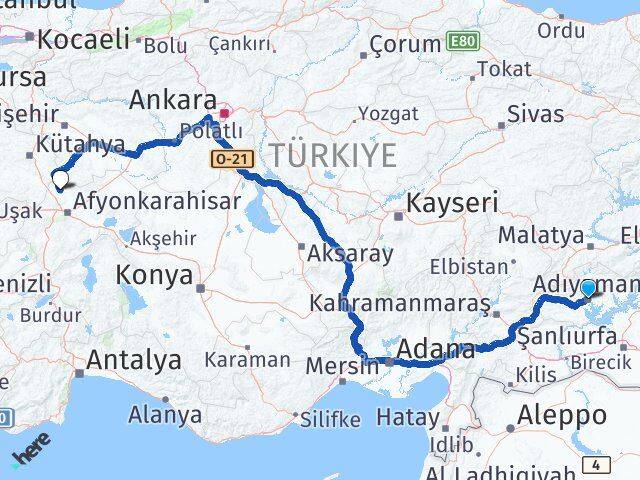Adıyaman İhsaniye Afyonkarahisar Arası Kaç Km - Yol Haritası