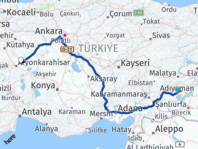Adıyaman İscehisar Afyonkarahisar Arası Kaç Km - Yol Haritası