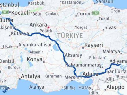 Adıyaman İznik Bursa Arası Kaç Km - Yol Haritası