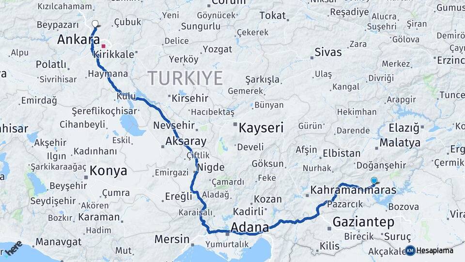 Adıyaman Kahramankazan Ankara Arası Kaç Km - Yol Haritası