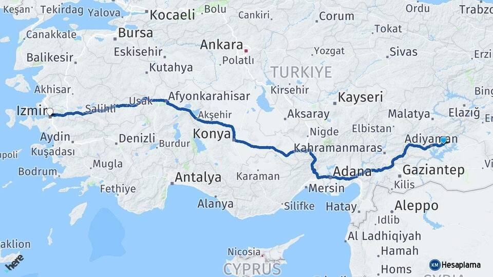 Kahta İzmir Arası Kaç Km - Yol Tarifi