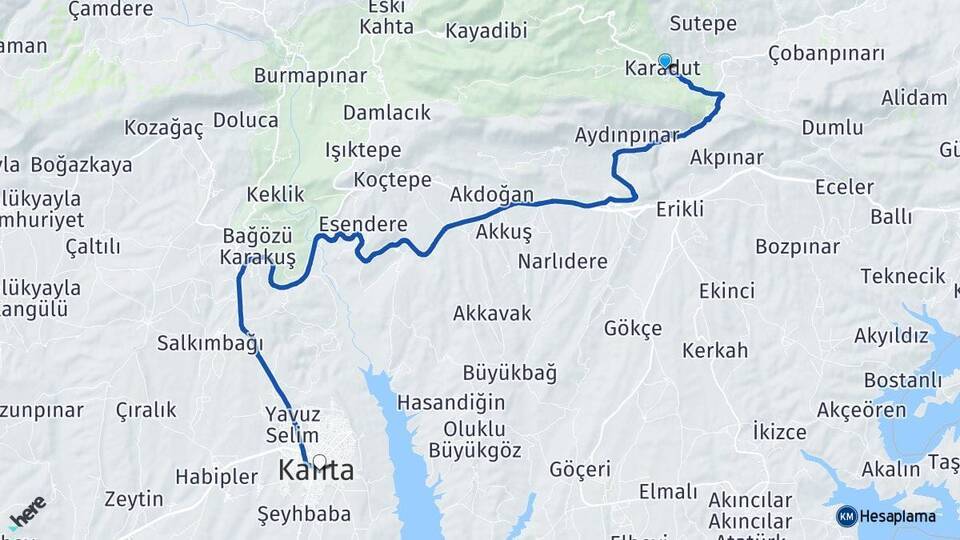Karadut Kahta Arası Kaç Km - Yol Tarifi