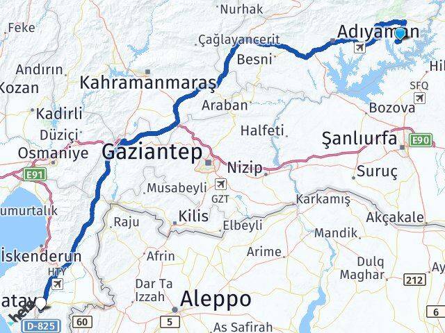Adıyaman Kahta Menzil Hatay Arası Kaç Km - Yol Haritası
