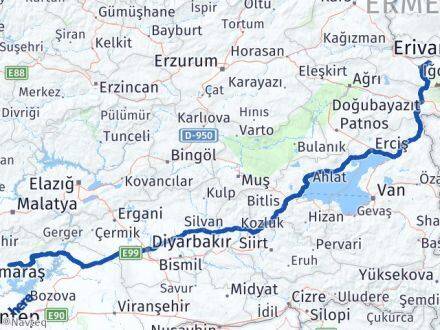 Adıyaman Karakoyunlu Iğdır Arası Kaç Km - Yol Haritası