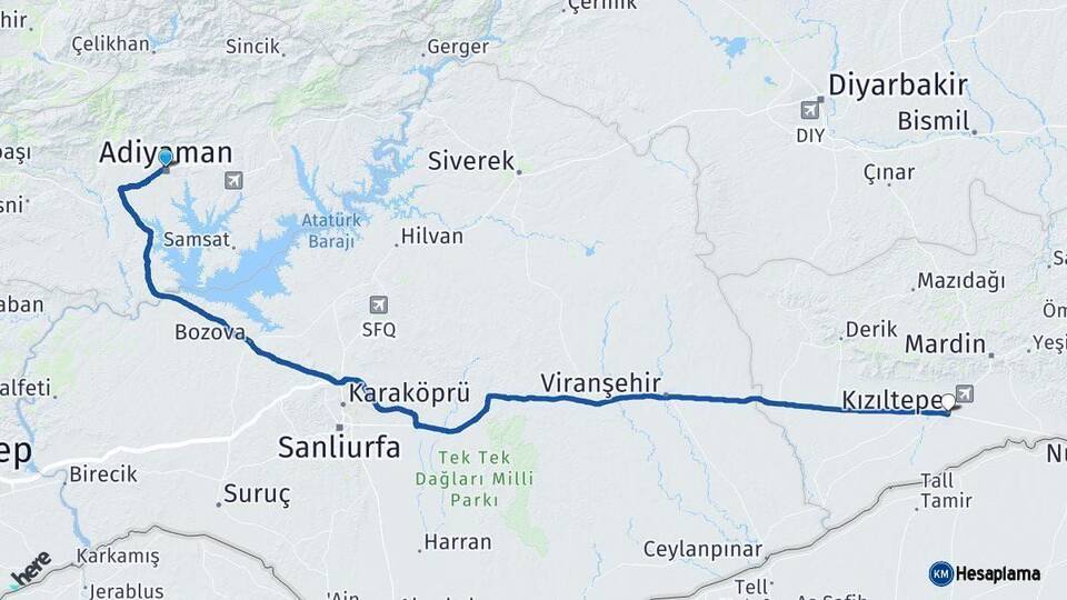 Adıyaman Kızıltepe Mardin Arası Kaç Km - Yol Haritası