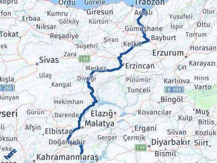 Adıyaman Köprübaşı Trabzon Arası Kaç Km - Yol Haritası