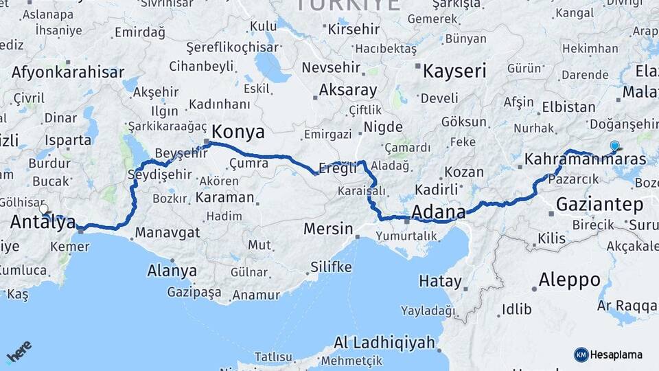 Adıyaman Korkuteli Antalya Arası Kaç Km - Yol Haritası