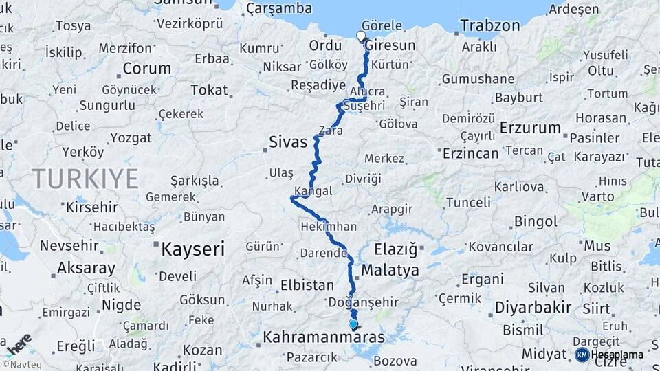 Adıyaman Kuyulu Arası Kaç Km - Yol Haritası