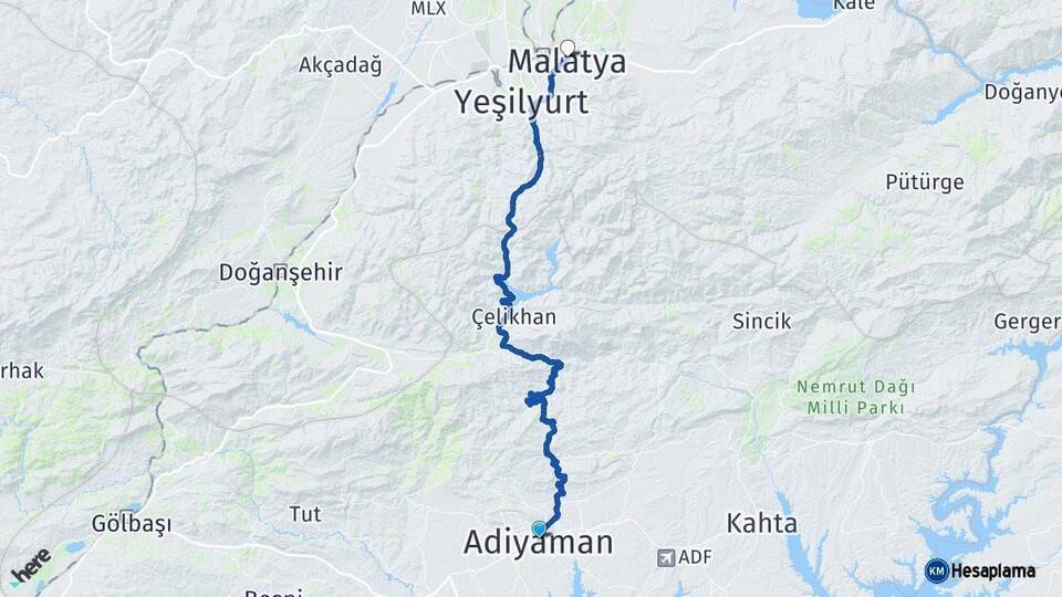 Adıyaman Malatya Arası Kaç Km - Yol Haritası