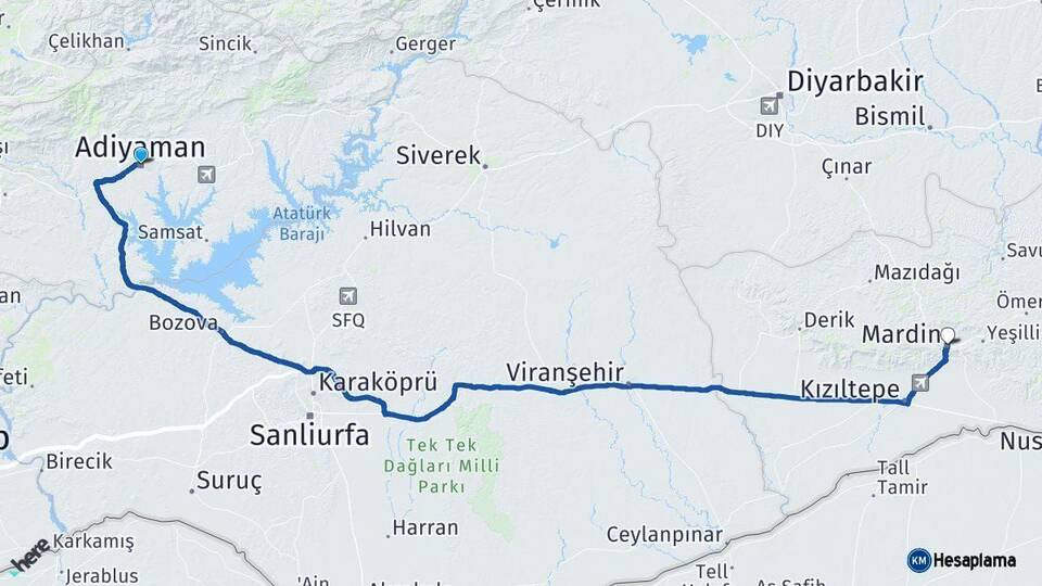 Adıyaman Mardin Arası Kaç Km - Yol Haritası