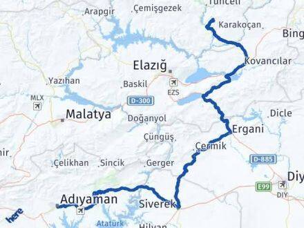Adıyaman Mazgirt Tunceli Arası Kaç Km - Yol Haritası