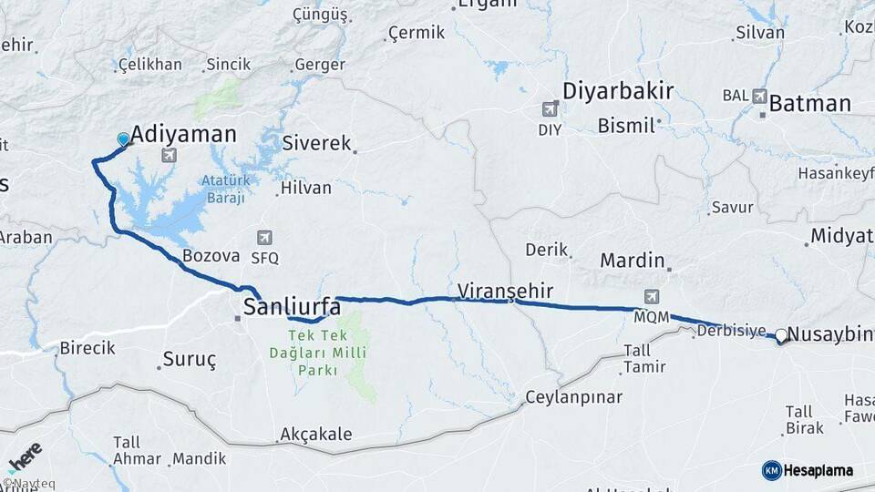 Adıyaman Nusaybin Mardin Arası Kaç Km - Yol Haritası