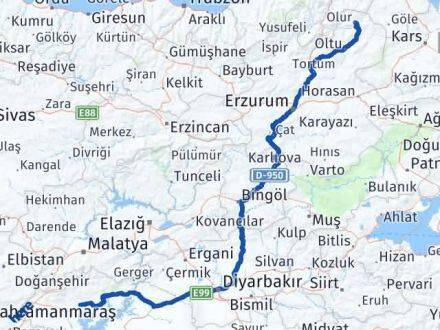 Adıyaman Olur Erzurum Arası Kaç Km - Yol Haritası