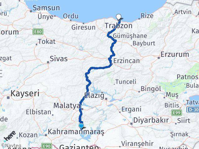 Adıyaman Ortahisar Trabzon Arası Kaç Km - Yol Haritası