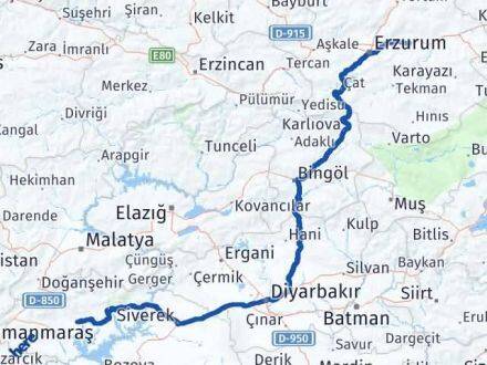 Adıyaman Pasinler Erzurum Arası Kaç Km - Yol Haritası