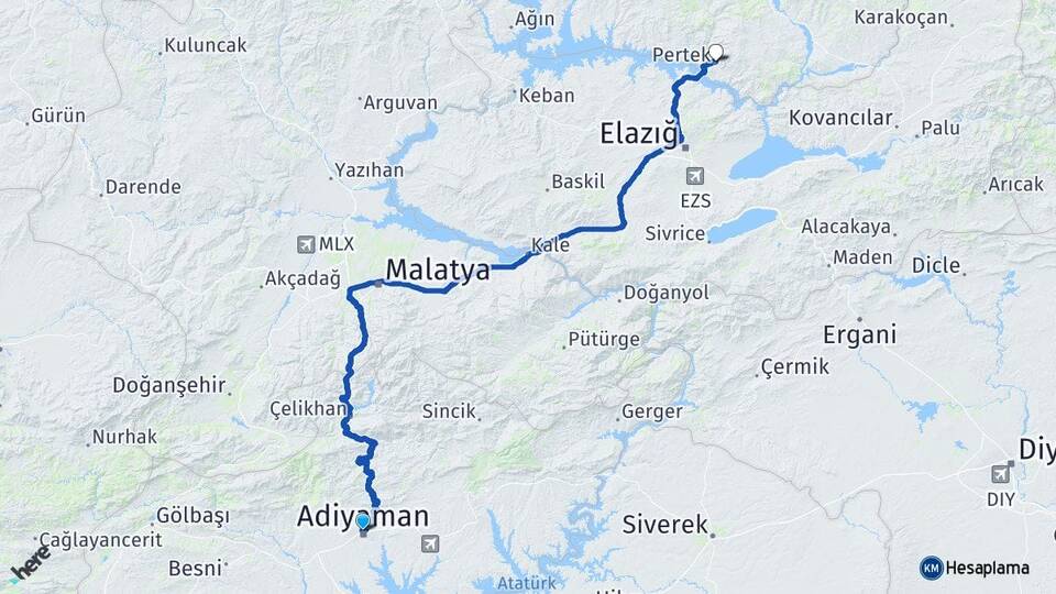 Adıyaman Pertek Tunceli Arası Kaç Km - Yol Haritası