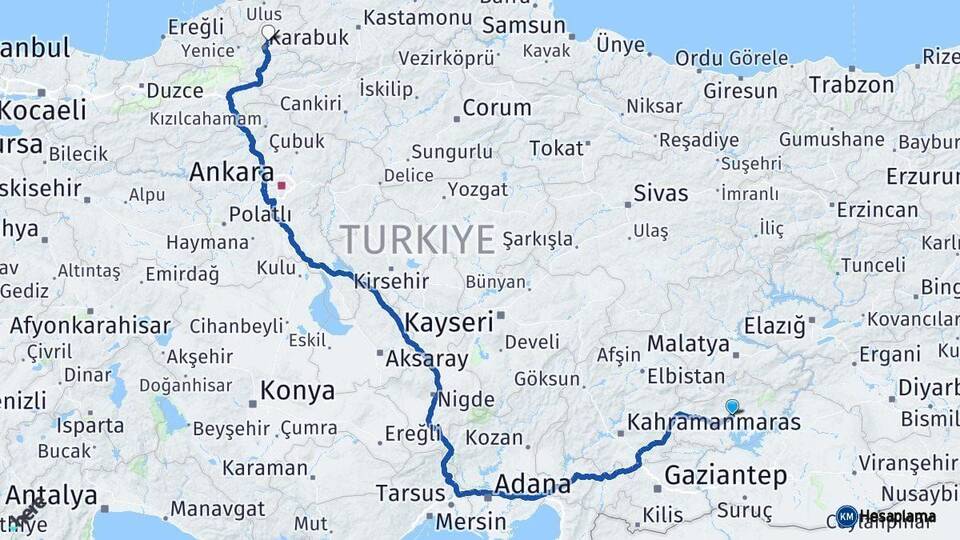 Adıyaman Safranbolu Karabük Arası Kaç Km - Yol Haritası