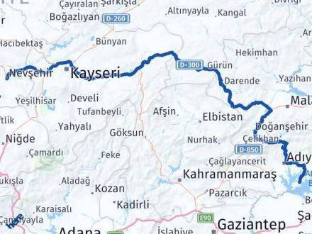 Samsat Nevşehir Arası Kaç Km - Yol Tarifi