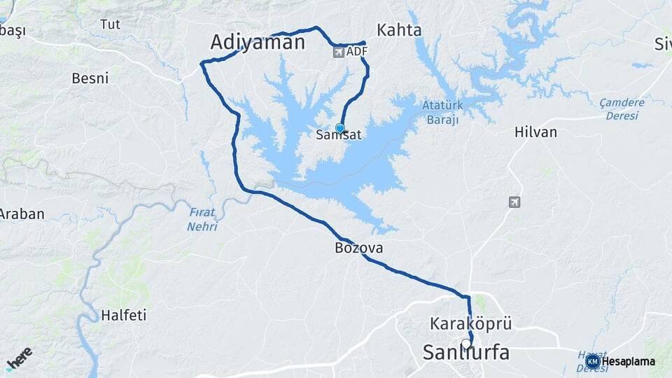 Samsat Şanlıurfa Arası Kaç Km - Yol Tarifi