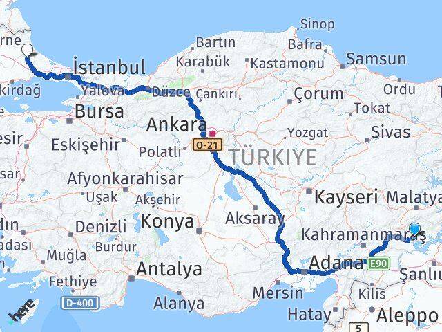 Adıyaman Saray Tekirdağ Arası Kaç Km - Yol Haritası