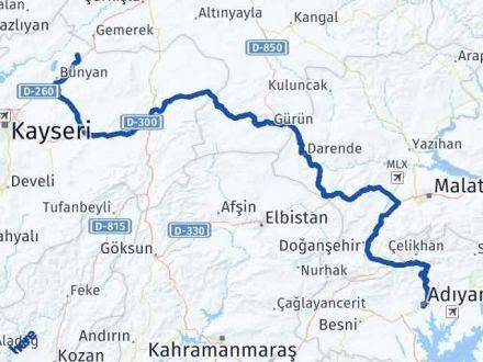 Adıyaman Sarıoğlan Kayseri Arası Kaç Km - Yol Haritası