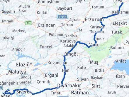 Adıyaman Selim Kars Arası Kaç Km - Yol Haritası