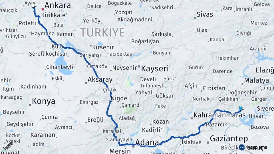 Adıyaman Sincan Ankara Arası Kaç Km - Yol Haritası