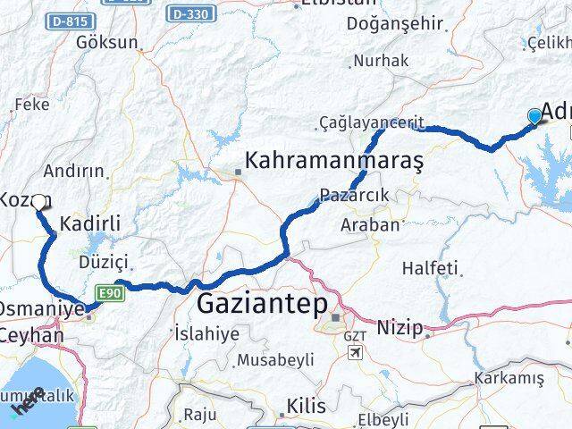Adıyaman Sumbas Osmaniye Arası Kaç Km - Yol Haritası