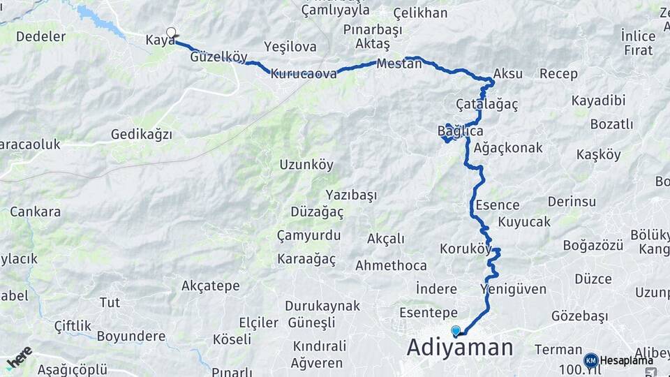 Adıyaman Sürgü Doğanşehir Malatya Arası Kaç Km - Yol Haritası