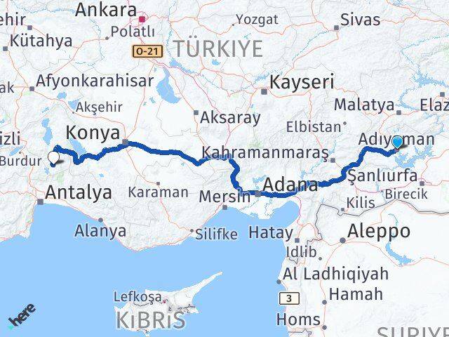 Adıyaman Sütçüler Isparta Arası Kaç Km - Yol Haritası
