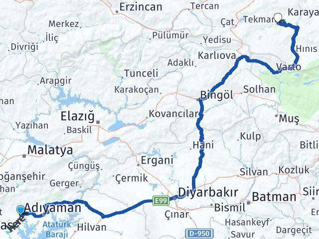 Adıyaman Tekman Arası Kaç Km - Yol Tarifi