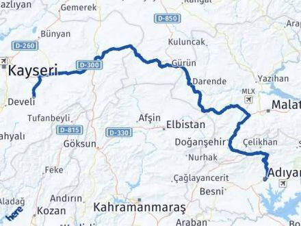 Adıyaman Tomarza Kayseri Arası Kaç Km - Yol Haritası