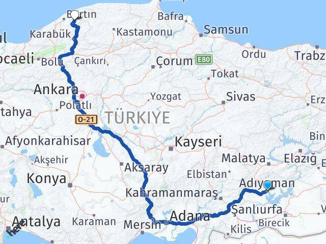 Adıyaman Ulus Bartın Arası Kaç Km - Yol Haritası