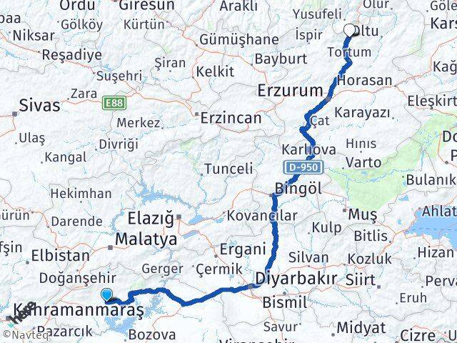Adıyaman Uzundere Erzurum Arası Kaç Km - Yol Haritası