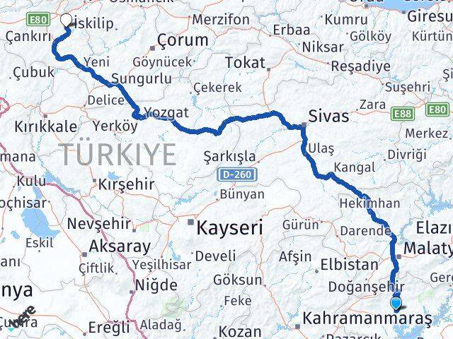 Adıyaman Yapraklı Çankırı Arası Kaç Km - Yol Haritası