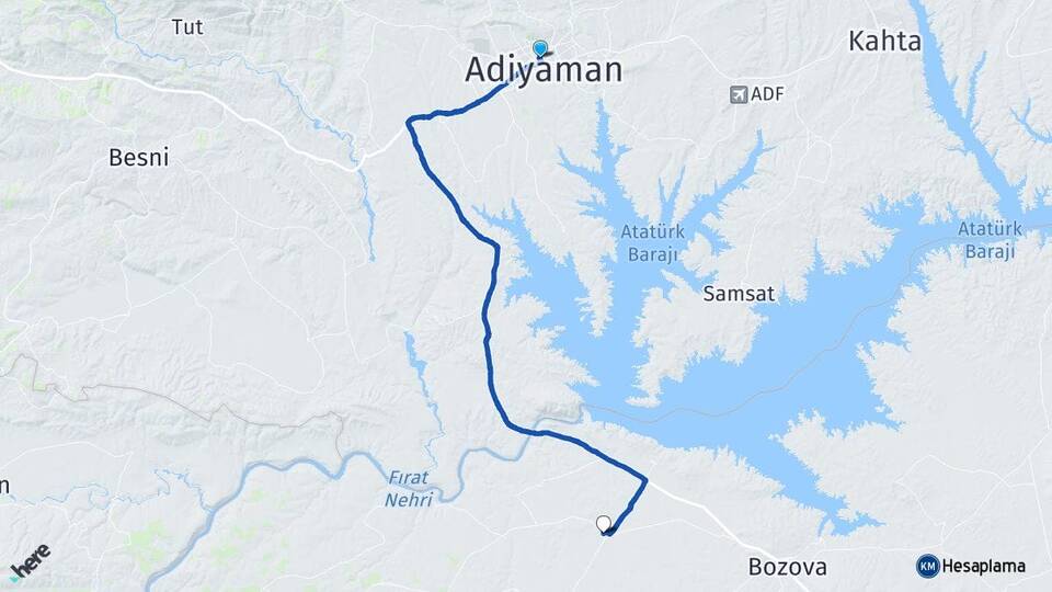 Adıyaman Yaylak Bozova Şanlıurfa Arası Kaç Km - Yol Haritası