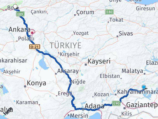 Adıyaman Yeniçağa Bolu Arası Kaç Km - Yol Haritası