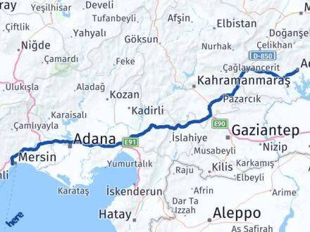 Adıyaman Yenişehir Mersin Arası Kaç Km - Yol Haritası