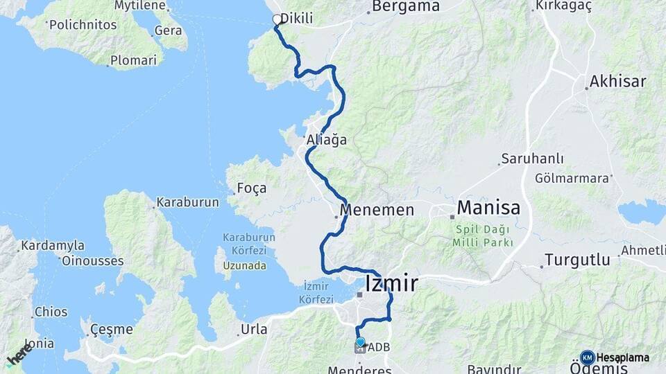 Adnan Menderes Havalimanı Dikili Arası Kaç Km - Yol Tarifi
